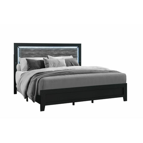 Reid LED Bedroom Set in Black Complete Home Furnish