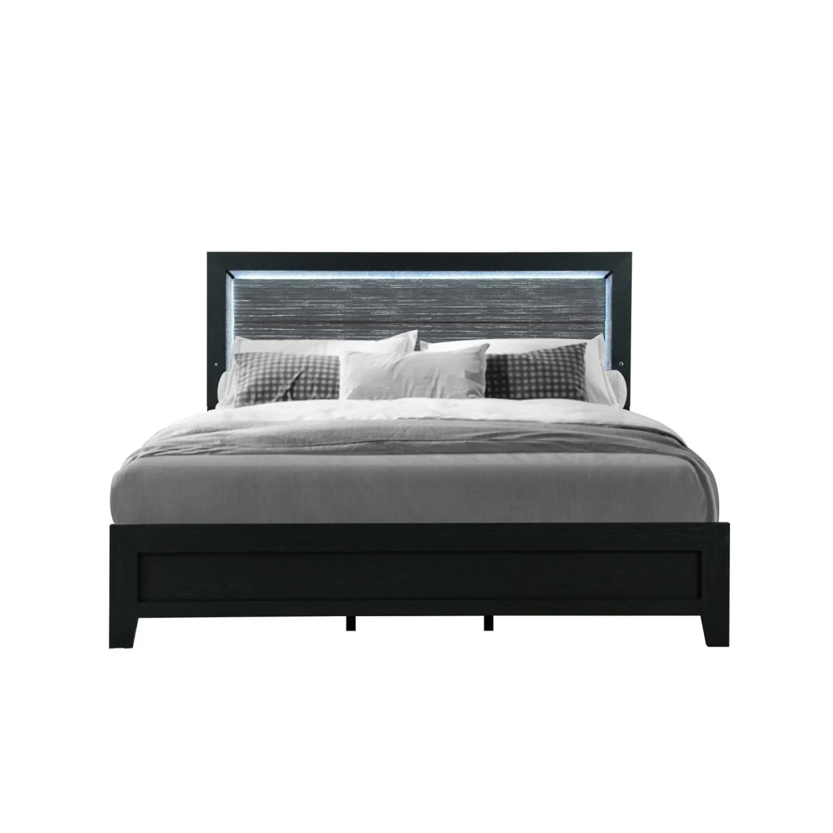 Reid LED Bedroom Set in Black Complete Home Furnish