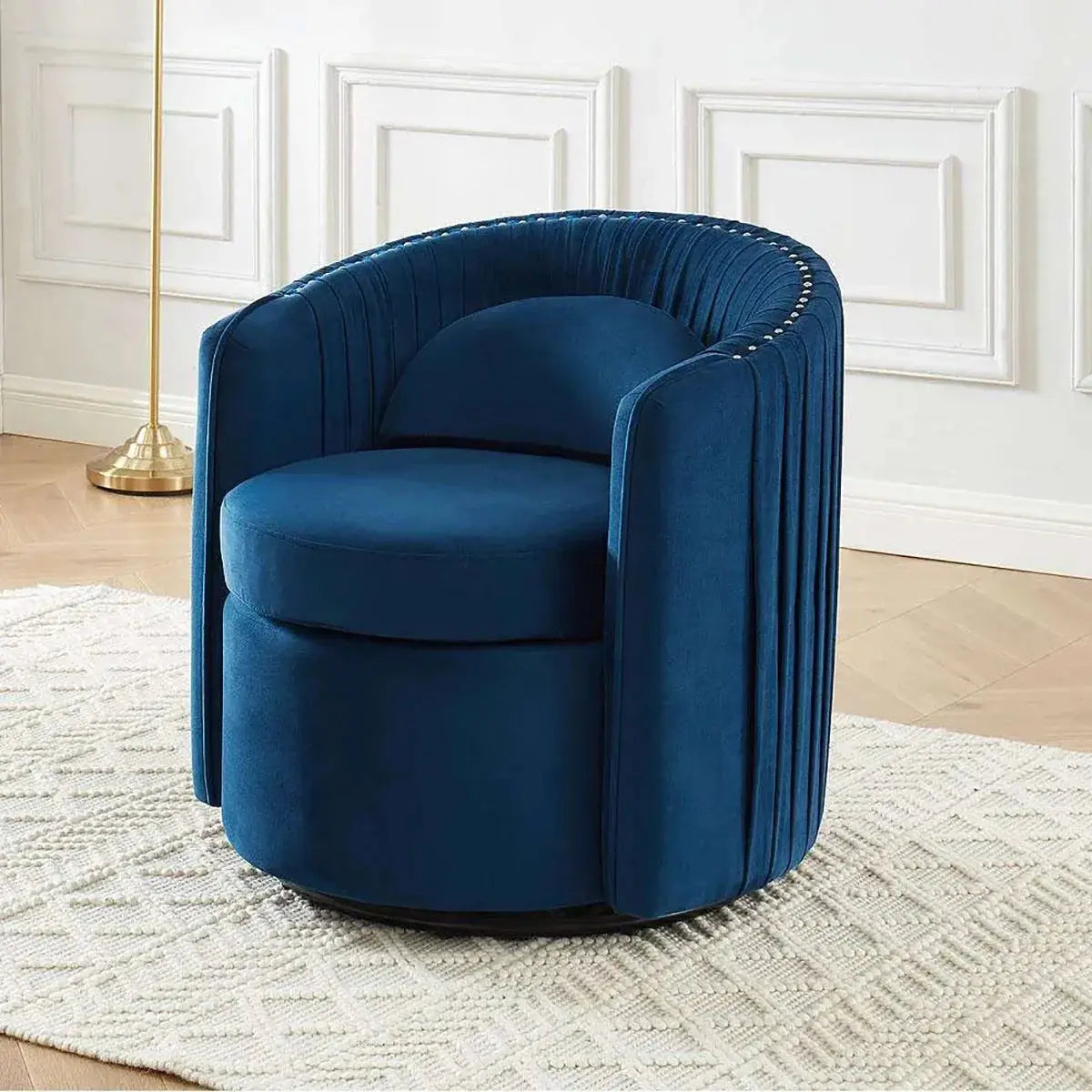 Sage Blue Velvet Fabric Swivel Accent Chair Kwality