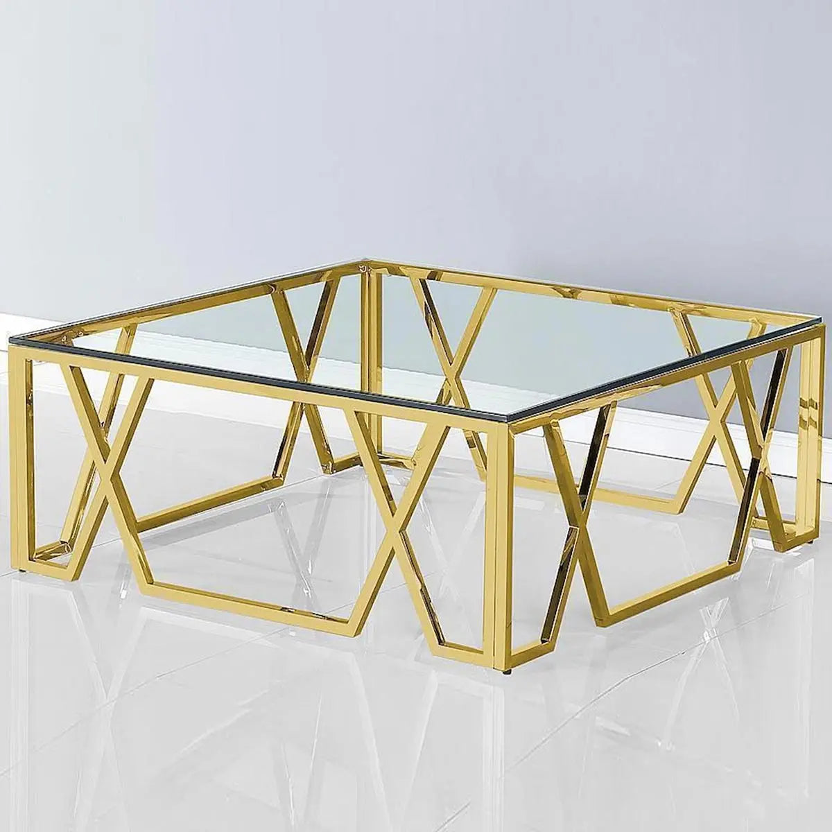 Titan Coffee Table with Clear Glass Top Kwality