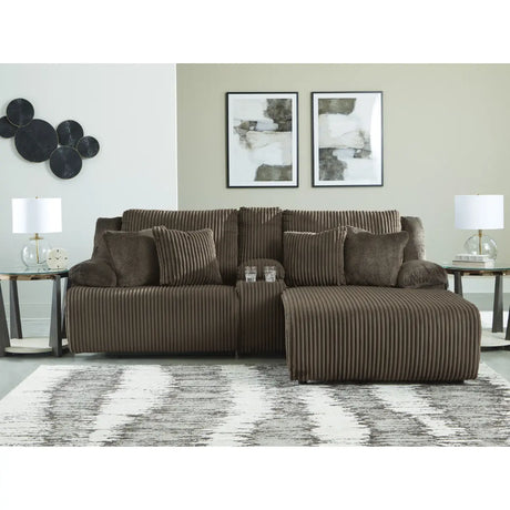 Ashley Top Tier Reclining Sectional Sofa in Chocolate Signature Design by Ashley