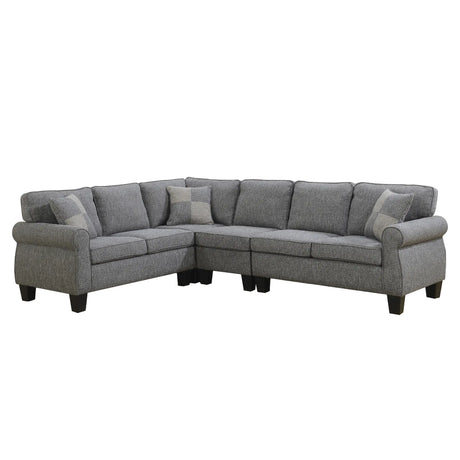 Victoria 5351 Fabric Sectional in Grey Brassex