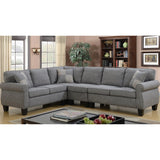 Victoria 5351 Fabric Sectional in Grey Brassex
