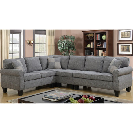 Victoria 5351 Fabric Sectional in Grey Brassex