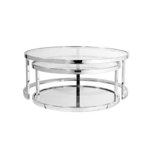Avon Chrome and Glass Nesting Coffee Tables