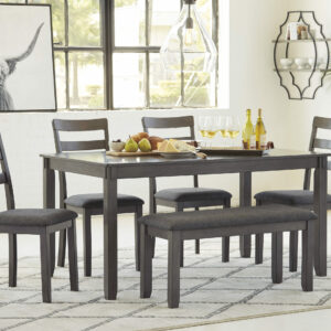 Ashley 6 PC Dining Table Set In Charcoal Grey Finish