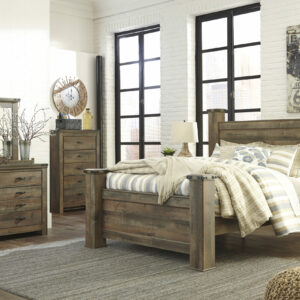 Ashley 4 PC Poster Queen Bedroom Set In Rustic Style