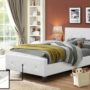 Tufted Crystal White Queen Bed