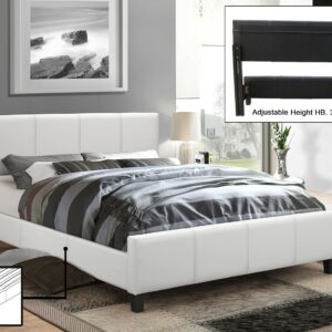 Contrast Stitching White Queen Bed