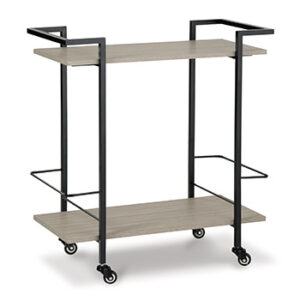 Ashley Contemporary Style Black and Light Wood Bar Cart