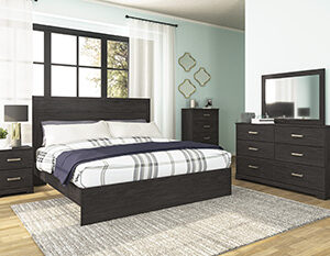 Ashley Warm Charcoal Queen Panel Bed