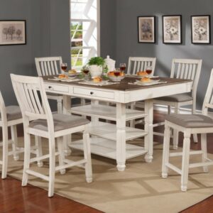 Antique White Finish 5PC Counter Height Dining Room Set