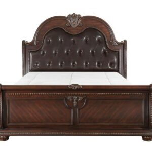 European Inspired Cherry and Marble Finish 6Pc Queen Bed Set