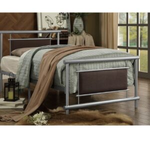 Silver and Faux Leather Twin Bed