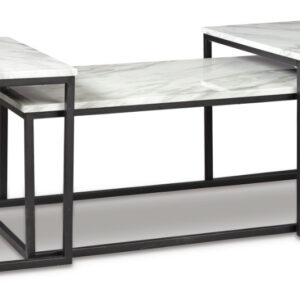 Ashley Black and Carrerra Marble Nesting Coffee Table Set