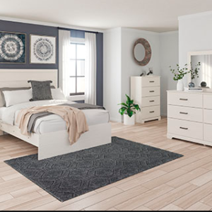 Ashley Clean-Lined White Hue Queen Panel Bed