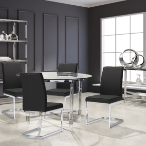 5 Pcs Glass Round Table with Lyrica Chairs